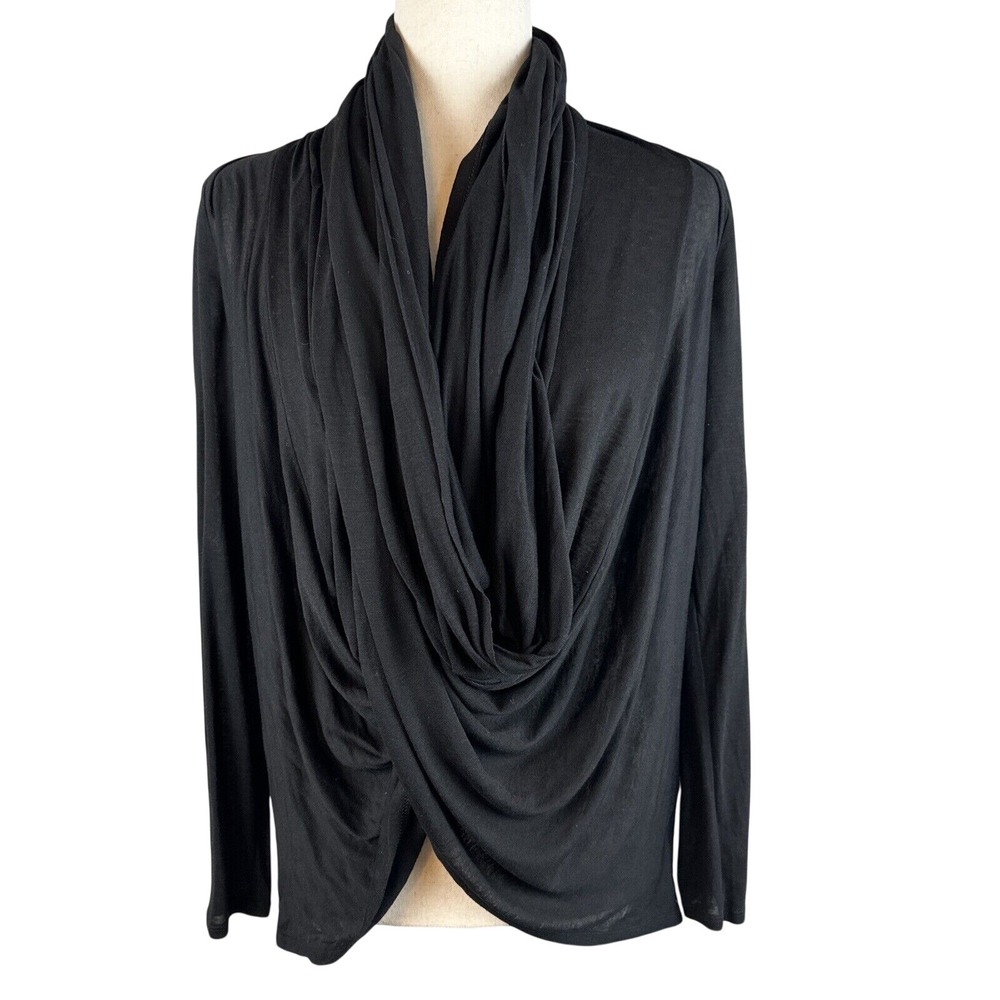 Alice + Olivia Base Wrap Drape Top Cardigan Size XS Black Jersey Lyocell NEW